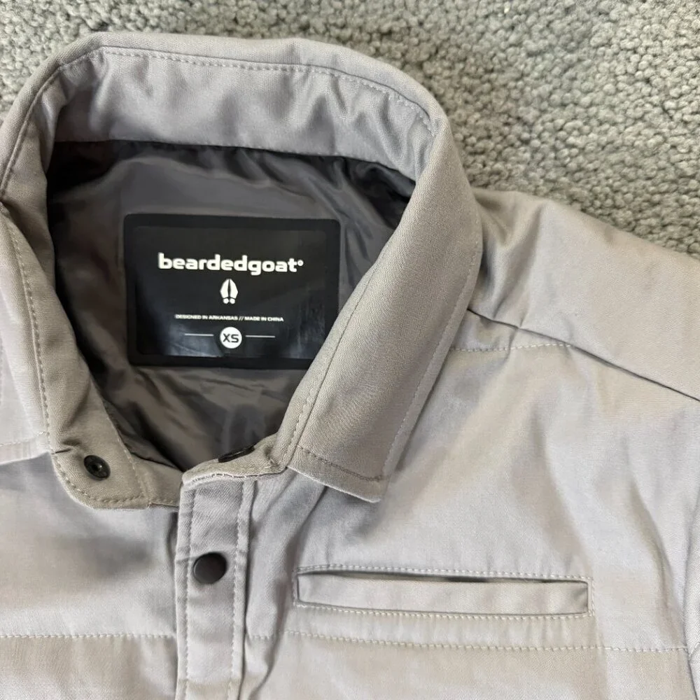 Beardedgoat Diamond Insulated Shirt Jacket Size XS - New With Tags - Light Grey